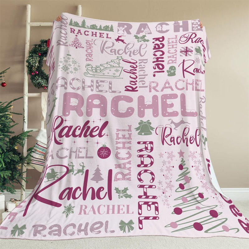 Personalized Christmas Blanket | Custom Name Throw Blanket