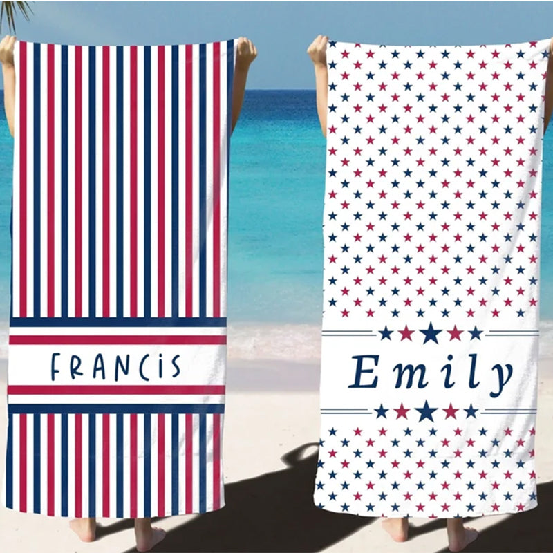 Custom Patriotic Beach Towel for Independence Day Celebration