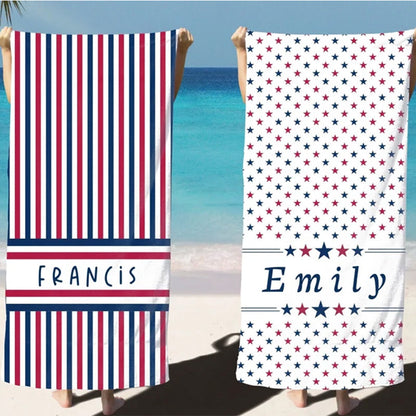 Custom Patriotic Beach Towel for Independence Day Celebration