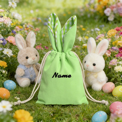 Personalized Plaid Drawstring Bag for - Custom Name, Easter Bag