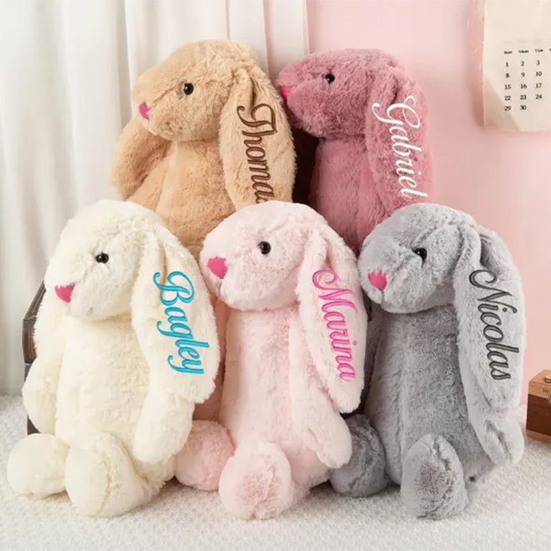 Personalized Easter Embroidered Plush Bunny Toy, Custom Newborn Gift
