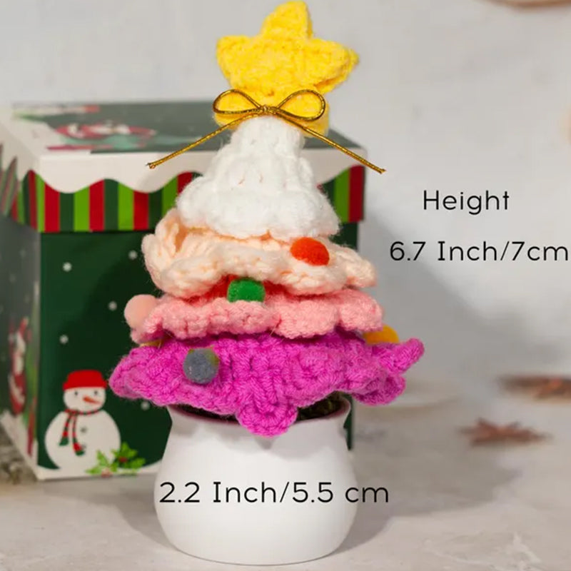 Custom Crochet Christmas Tree with Pom Poms, Personalized Xmas Decor