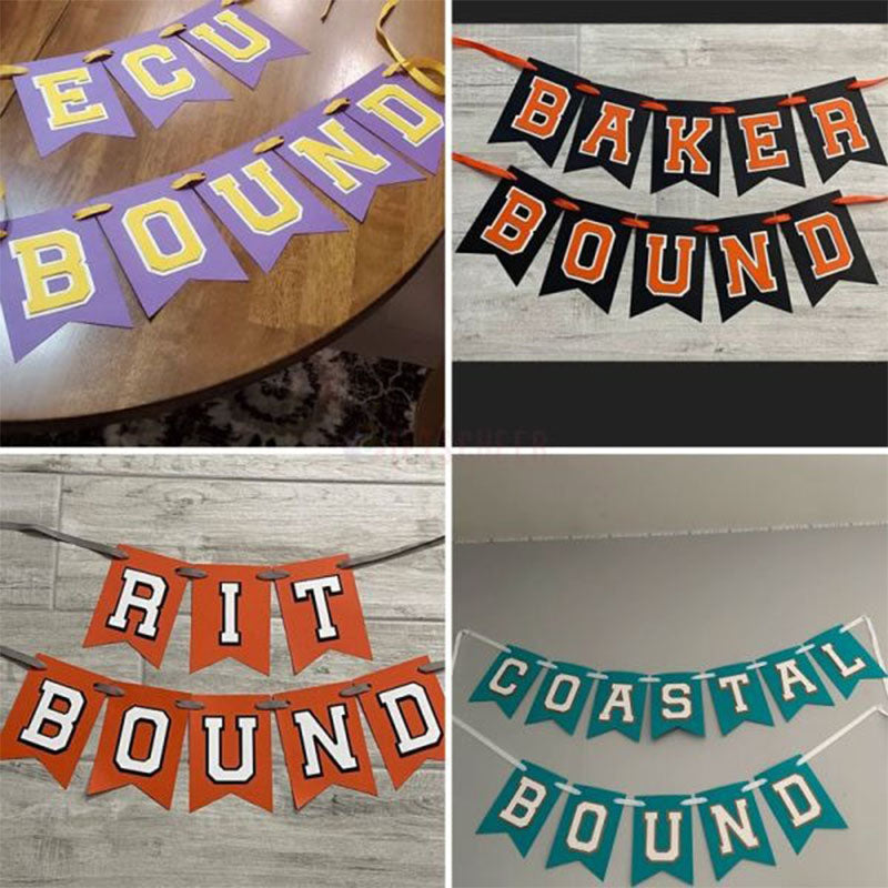 Custom College Bound Banner, Double Layer Letters, Large 6x8" Pennants