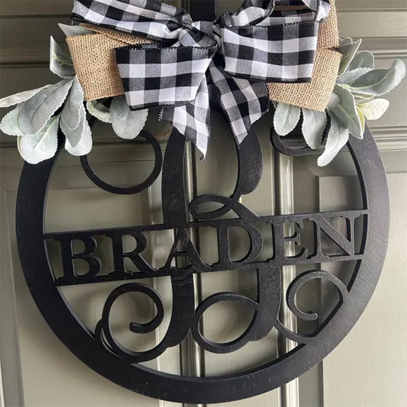 Last name door sign Initial Door Wreath Personalized front door