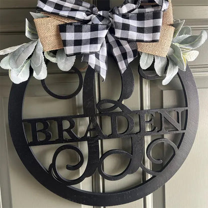 Last name door sign Initial Door Wreath Personalized front door