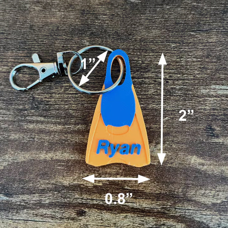 Personalized Swim Fins Keychain | Backpack Tags