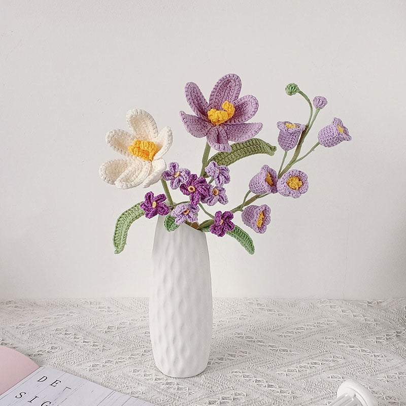 Crochet flowers bouquet, Tulip, Pink, white, purple, blue, everlasting, Graduation, Birthday