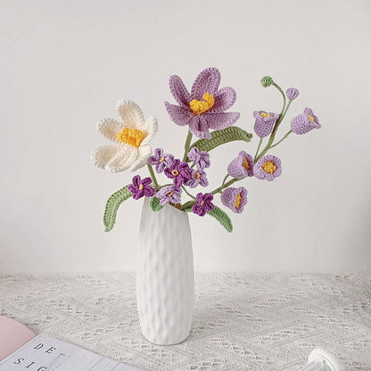 Crochet flowers bouquet, Tulip, Pink, white, purple, blue, everlasting, Graduation, Birthday