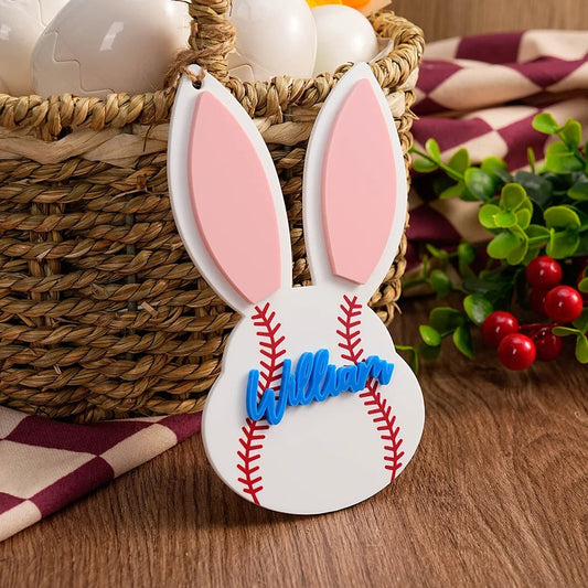 Personalized Basketball Baseball Softball Sports Acrylic Easter Bunny Basket