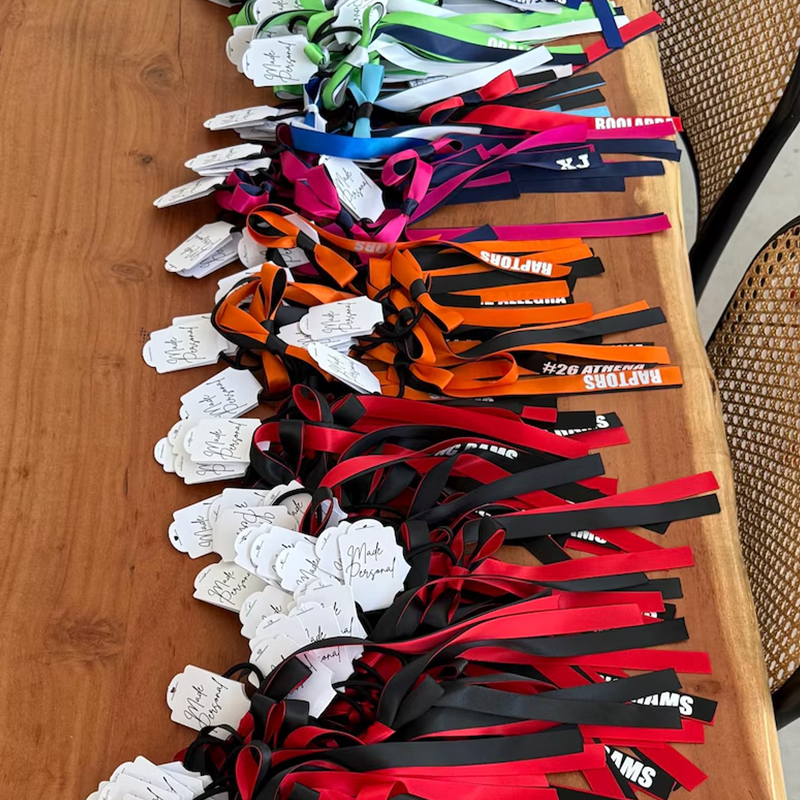 Personalised Team Ribbons with elastic | Custom Name Sports Ribbons