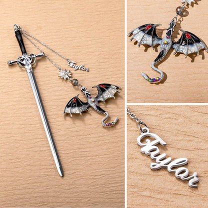 Personalized Dragon Sword Bead Star Fantasy Bookmark