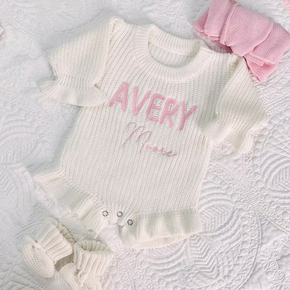 Personalized Embroidered Baby Romper, Baby Name Ruffle Romper