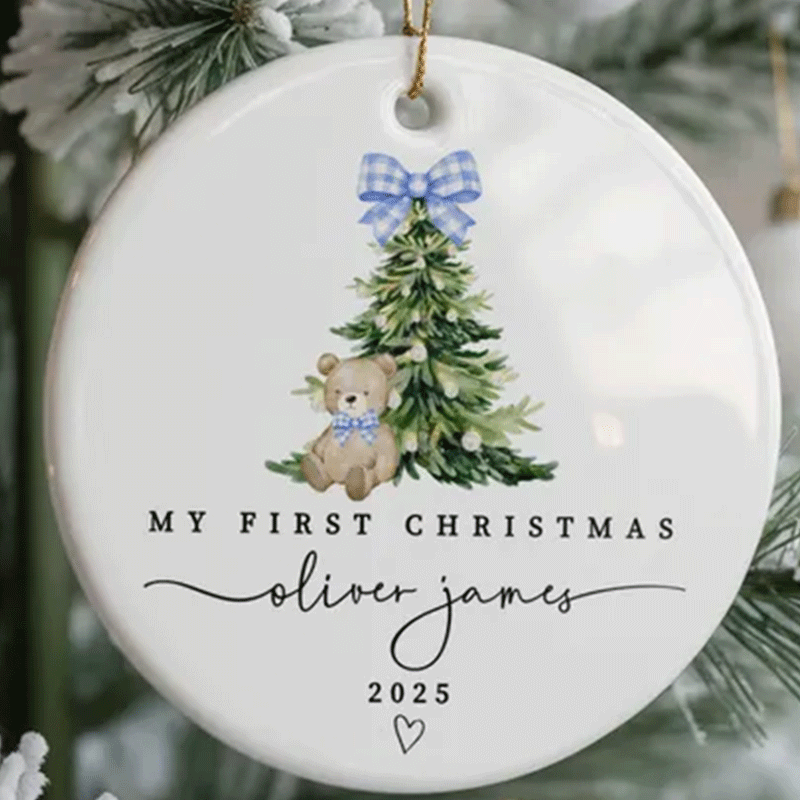 Baby Girl First Christmas Ornament, Girls First Xmas Ornament with Baby Name