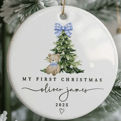 Baby Girl First Christmas Ornament, Girls First Xmas Ornament with Baby Name