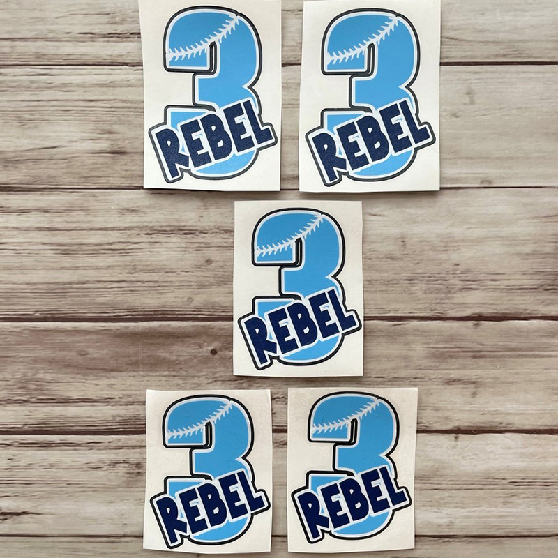 Personalized Baseball Softball Soccer Football Cheer Number Sticker