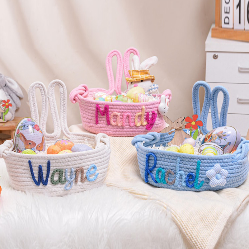 Personalized Easter Basket,Crochet Easter Basket with Name