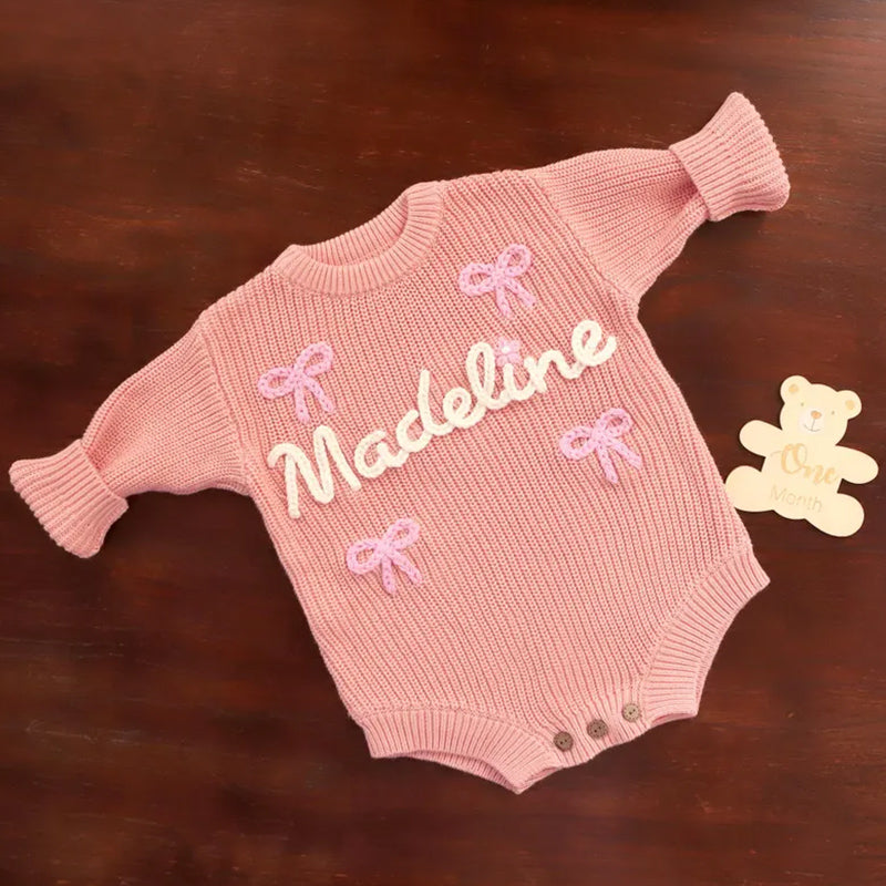 Personalized Embroidered Baby Romper, Baby Name Ruffle Romper