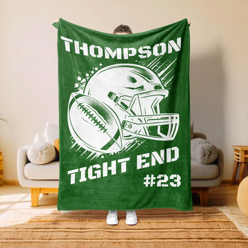 Football Blanket, Gift For Mom, Personalized Football Blanket