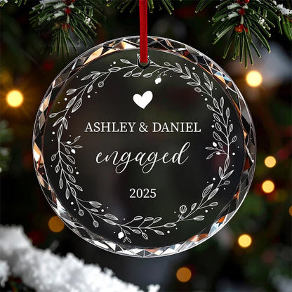 Personalized Engaged Ornament, Engagement Gift Ornament