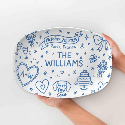 Custom Wedding Platter – Personalized Bridal Gift with Names