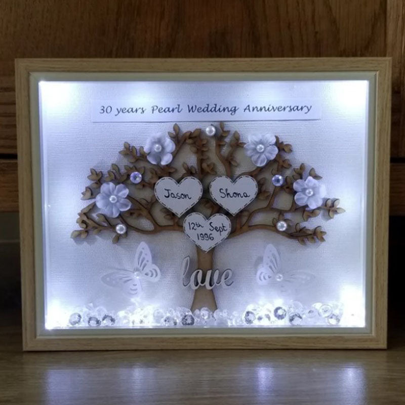 Pearl Wedding Anniversary Gifts, Wedding Photo Frames, Anniversary Personalized Gifts, Wedding Tree Frames, Pearl Wedding
