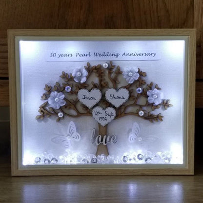 Pearl Wedding Anniversary Gifts, Wedding Photo Frames, Anniversary Personalized Gifts, Wedding Tree Frames, Pearl Wedding