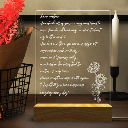 Personalized HandWritten Letter Night Light, Mother's LED Night Light, Gift for Mom, Mothers Day Gift