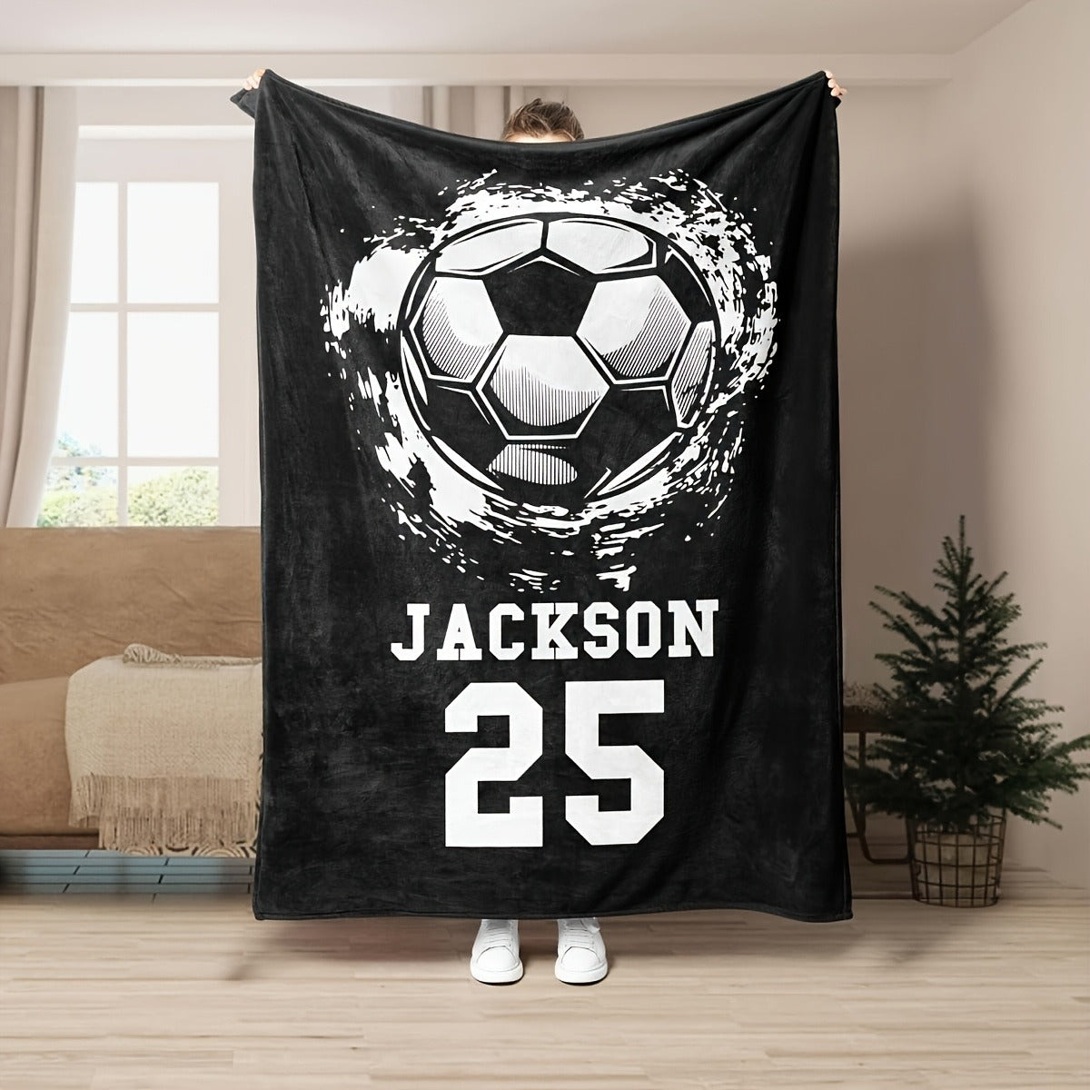 Valentine'S Day Gift Victory Atmosphere, Customized Football Printed Flannel Blanket