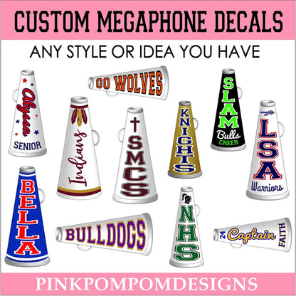 Custom order - FREE SHIPPING - custom decals for cheer megaphones