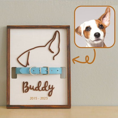 Custom Memorial Dog Ears Art, Collar Sign, Dog Memorial