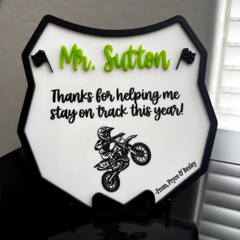 Personalized Teacher Gift From Student | Motocross Teacher Appreciation Plaque