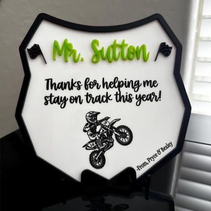 Personalized Teacher Gift From Student | Motocross Teacher Appreciation Plaque