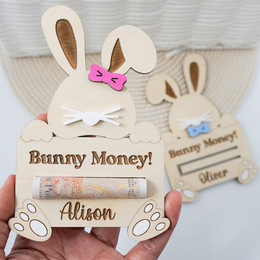 Personalised Easter Bunny Money Holder Easter Basket Stuffer