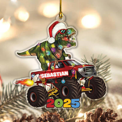 Personalized Dinosaur Christmas Ornament, Christmas Truck Ornament