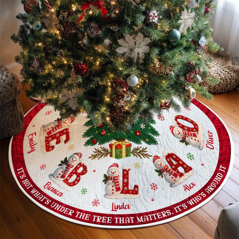Personalized Christmas Tree Skirt, Custom Name Family Christmas Tree Skirts