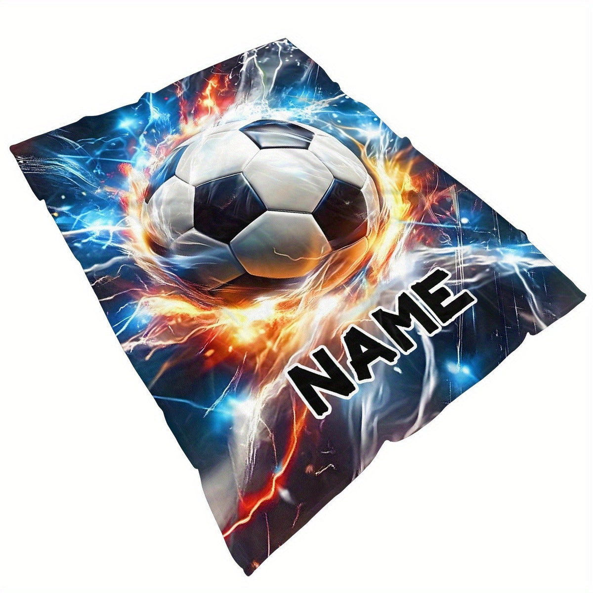 Custom Name Soccer Blanket – Soft Flannel Throw with Vibrant Digital Printing