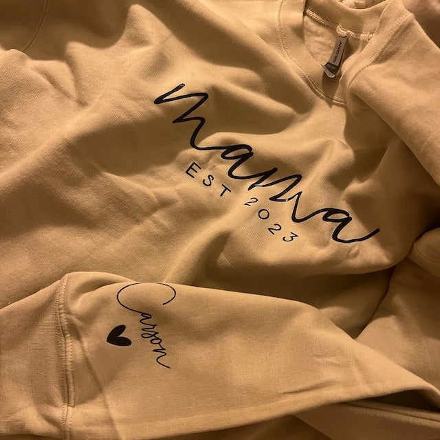 Custom Dog Mama Sweatshirt With Names On The Sleeve