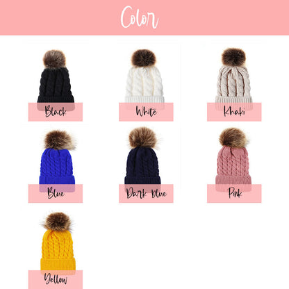 Leather Patch Beanies Kid Knitted Hat,Child & Adult