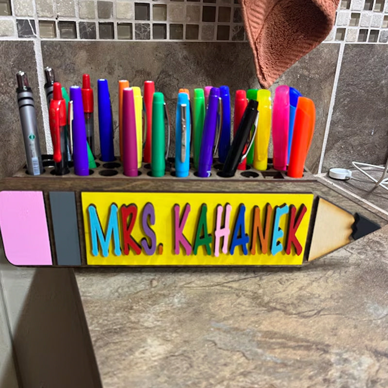 Teacher Wooden Pencil, Scissors & Pen Holder