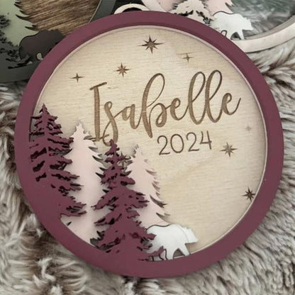 Personalized Christmas ornament | Bear | Forest | Baby's First Christmas
