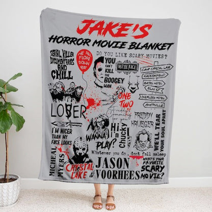 Custom Name Horror Movie Blanket: Freddy, Michael Myers Halloween Decor