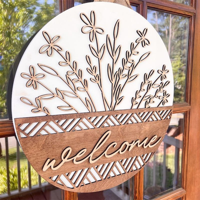 Wooden Welcome Door Hanger | Front Door Decor