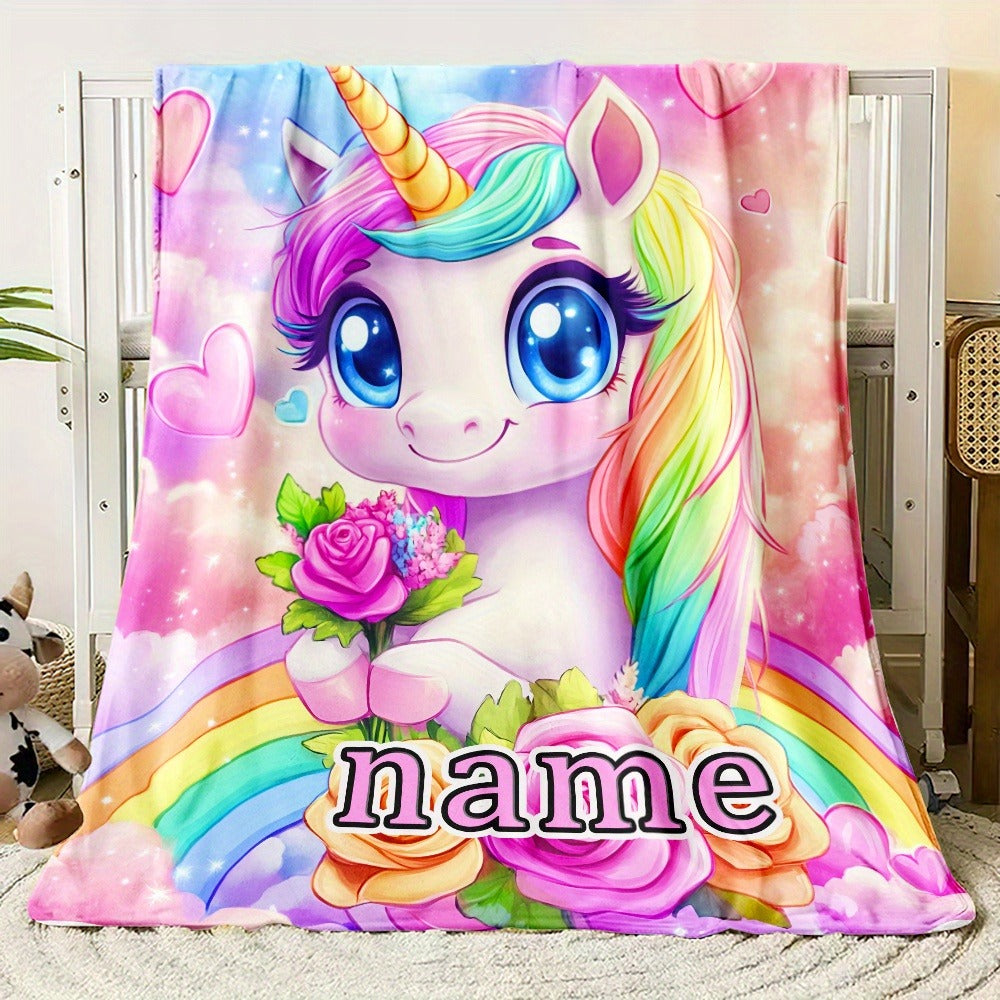 Personalized Name Adorable Mythical Creature Design HD Print Blanket