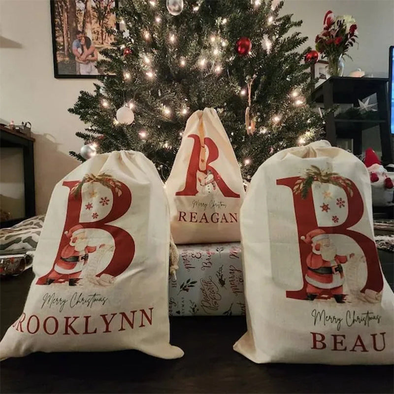 Personalized Name & Initial Christmas Gift Sack Custom Your Name