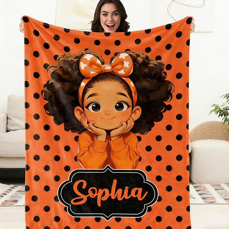 Personalized Afro Girl Fleece Blanket