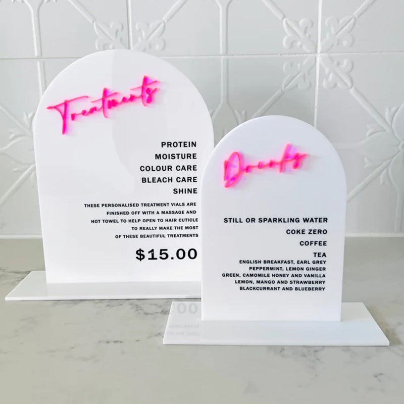 Cocktail Drinks Menu Signage - Printed Drinks Menu "Drinks" with Custom Name