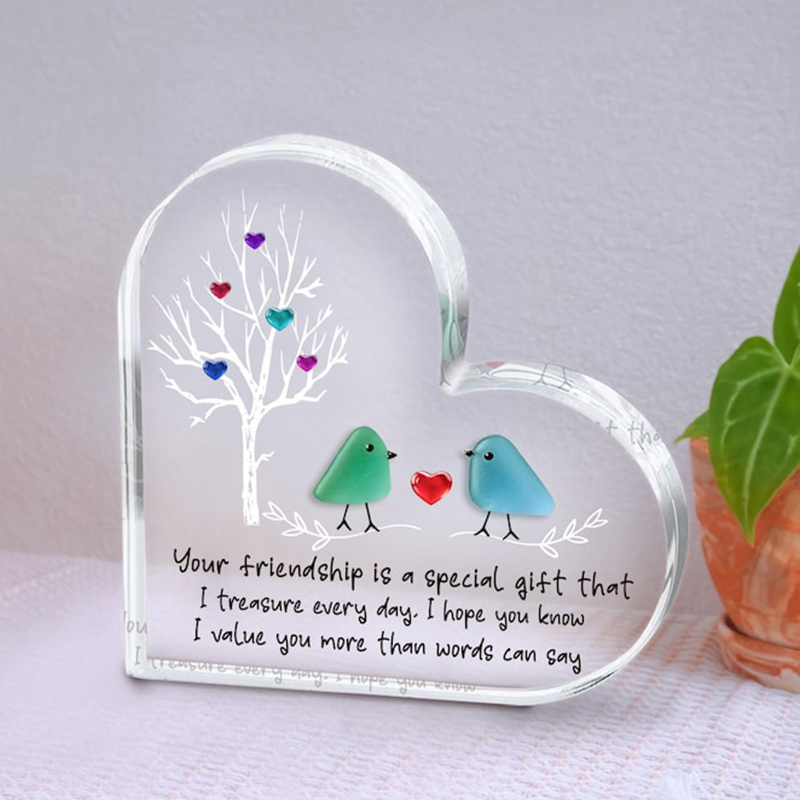 Sea Glass Birds Art Friendship Heart Plaque