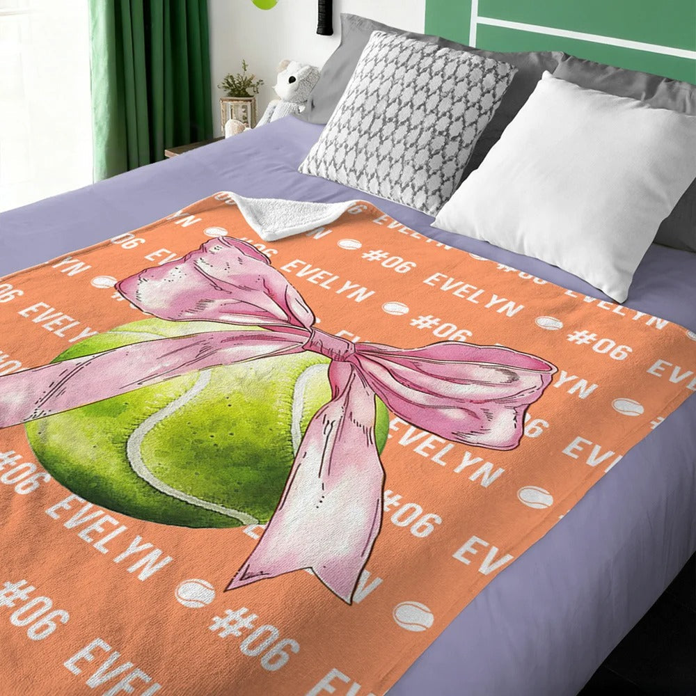 Personalized Bow Volleyball Softball Multicolor Throw Blanket