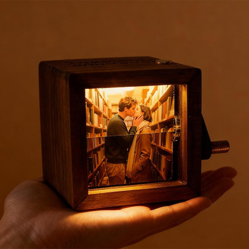 Personalized Photo Flipbook Animation Box,Custom wooden Photo Book with Light