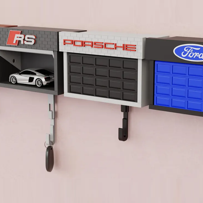 Mini Garage Key Holder: Toy Car Display with Hidden Compartment